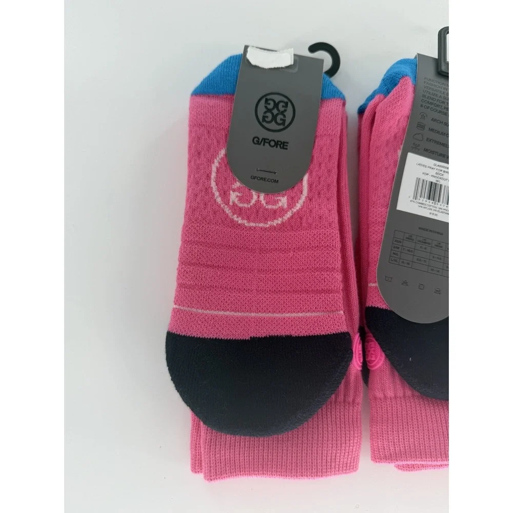 G/Fore Men's Golf Crew Socks Small/Medium Knockout Pink 2 Pairs Pray For Birdies